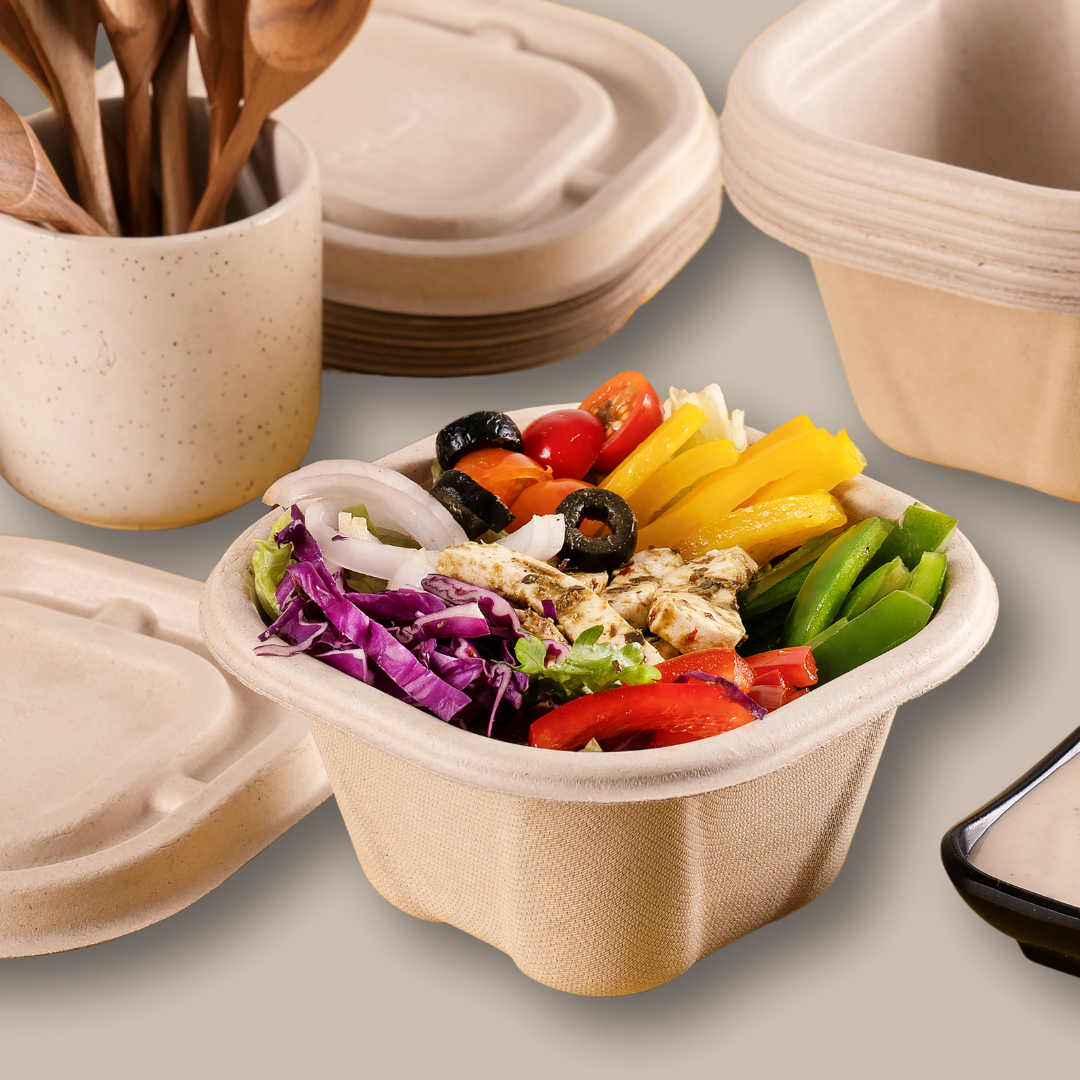 Bagasse Takeaway Container 350 ml – Compostable Food Box 100 Pack