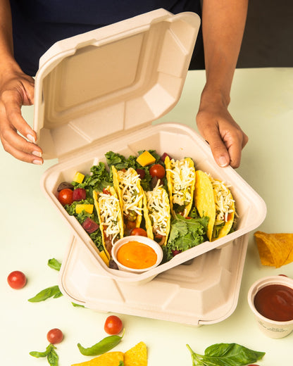 9×9" White Plant Fibre Clamshell