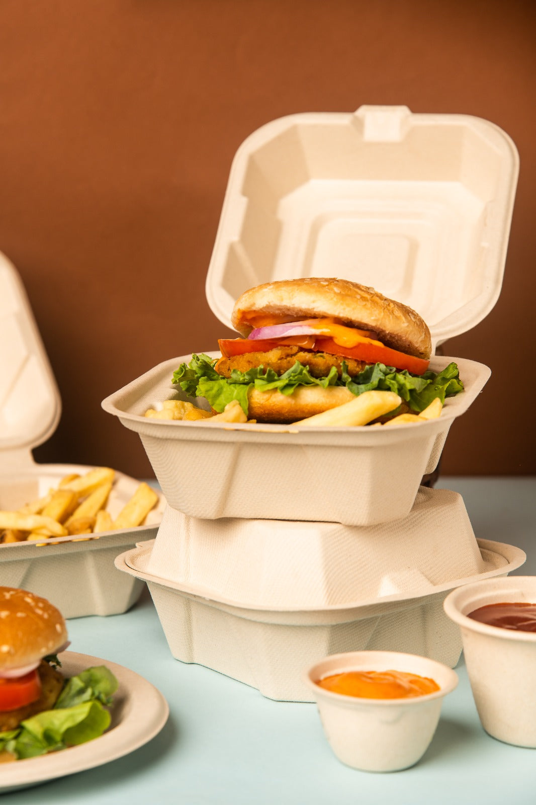 6×6" White Plant Fibre Clamshell