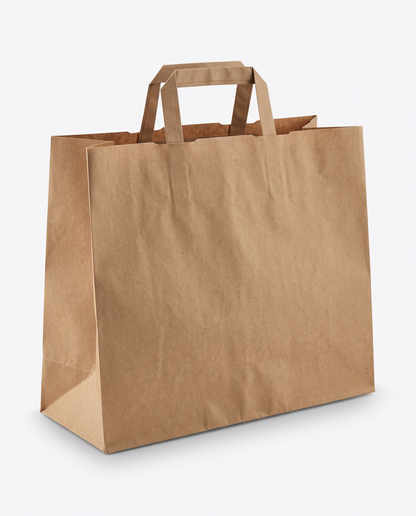 Paper Carrier Bag Large 32 + 16 × 27 cm, Recycled Kraft – 250 Pack