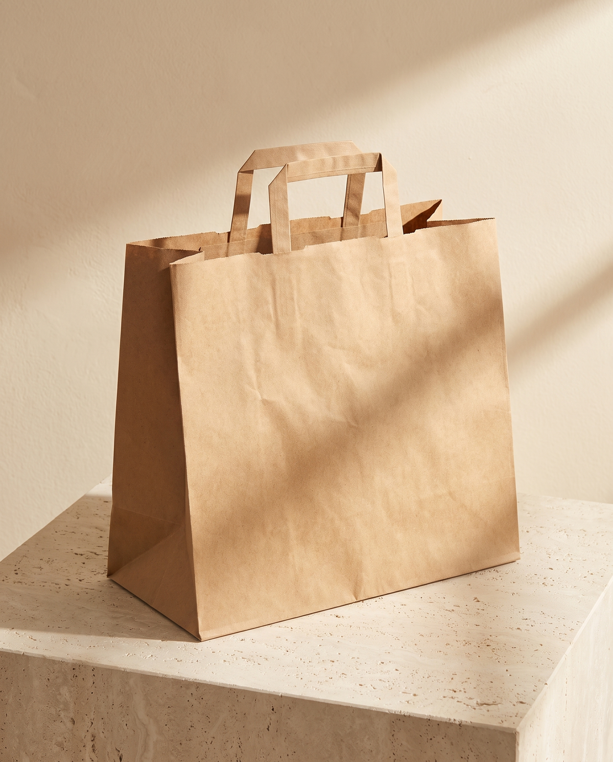 Paper Carrier Bag Large 32 + 16 × 27 cm, Recycled Kraft – 250 Pack